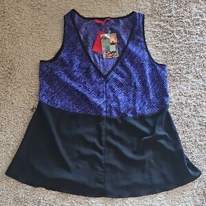 Narciso Rodriguez Blue and Black V-Neck Tank Top